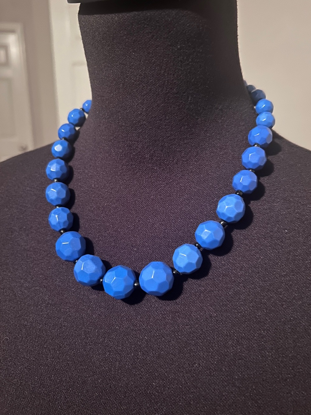 Cobalt Blue Faceted Bead Necklace | Adjustable Statement Necklace | Bold Blue